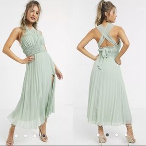 NWT ASOS Halter Pleated Mini Midi Dress 12
